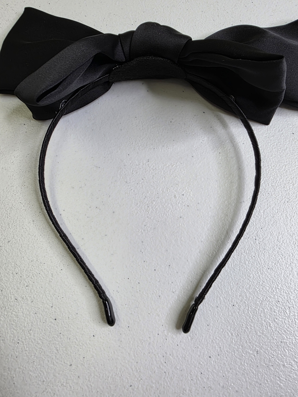 Handmade Satin Black Bow Headband for Women